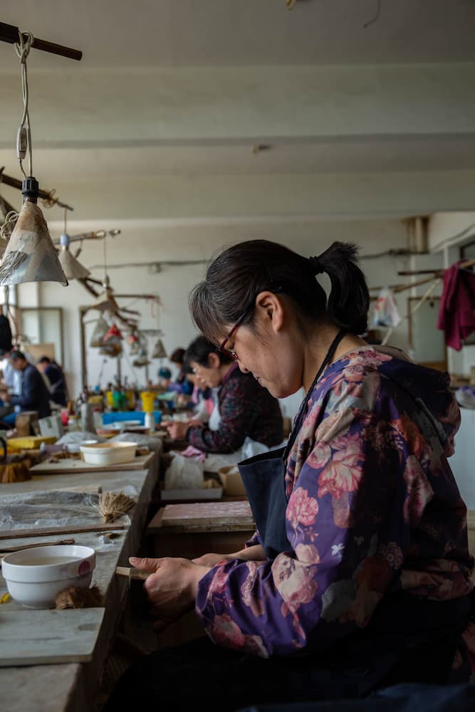 Production scene at a large brush manufacturing factory in Yangzhou