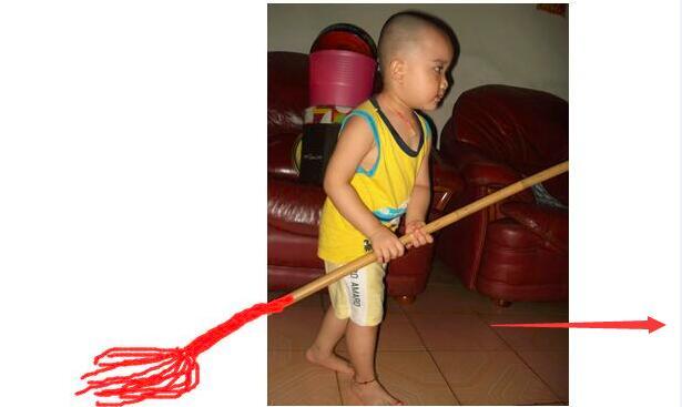 dragging a mop to rinse it after mopping