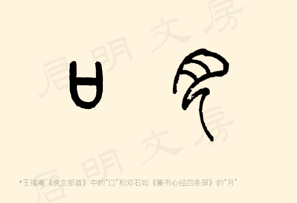 "口" (mouth) and "月" (moon)