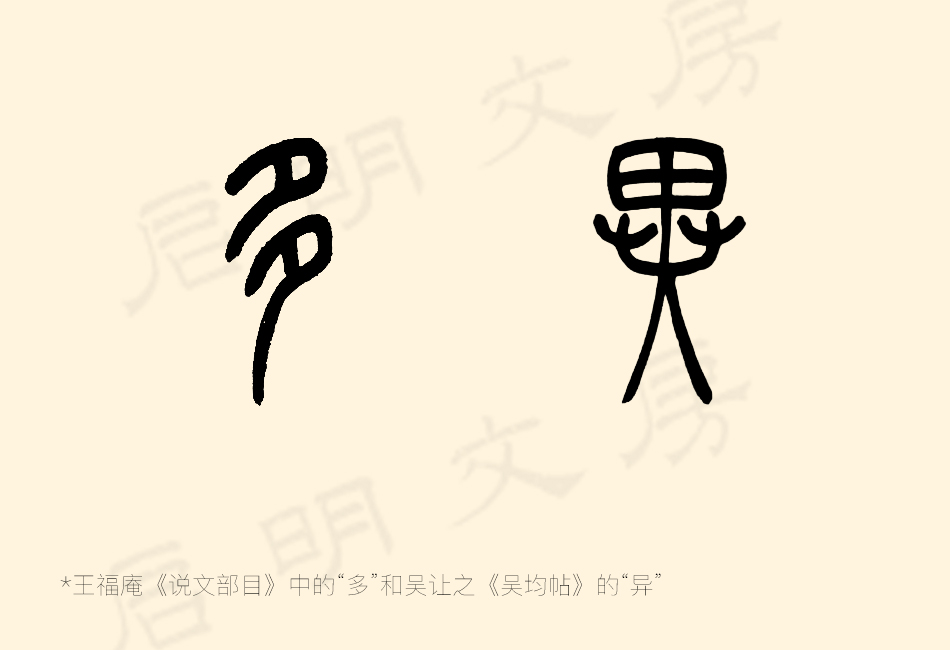 "多" (many) and "异" (different)