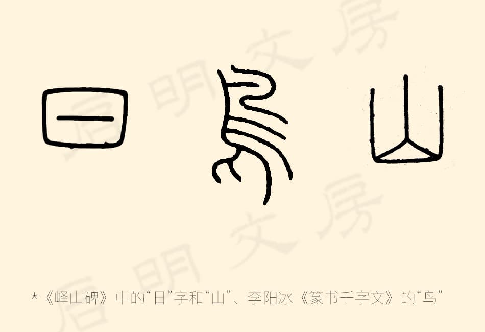Pictographic characters in seal script calligraphy