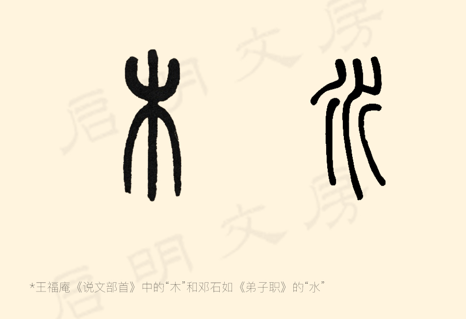 木 (wood) and "水" (water)